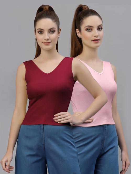 pack of 2 multi colored sleeveless crop top - 20645040 - Very Small Image - 1