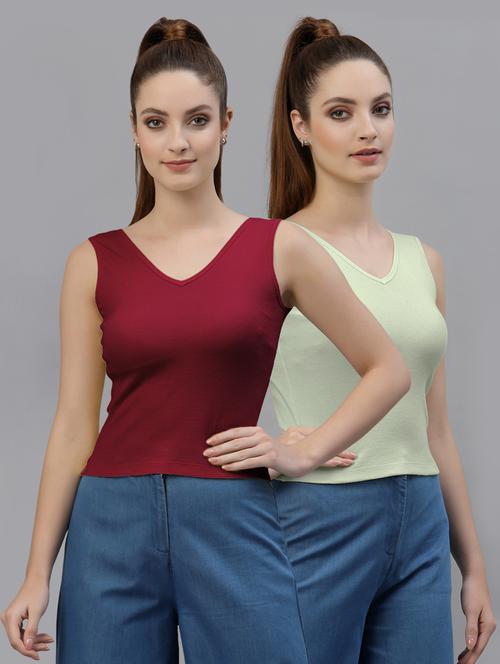 pack of 2 multi colored sleeveless crop top - 20645041 - Very Small Image - 1