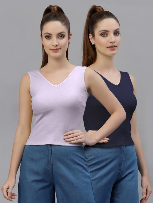 pack of 2 multi colored sleeveless crop top - 20645043 - Very Small Image - 1