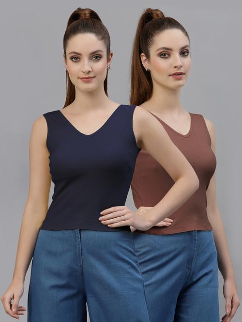 pack of 2 multi colored sleeveless top - 20645050 - Very Small Image - 1