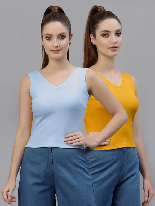pack of 2 multi colored sleeveless crop top - 20645061 - Very Small Image - 1