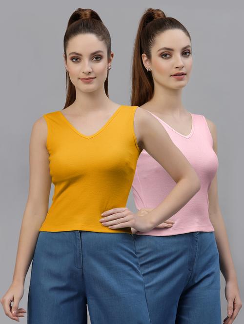 pack of 2 multi colored sleeveless crop top - 20645065 - Very Small Image - 1