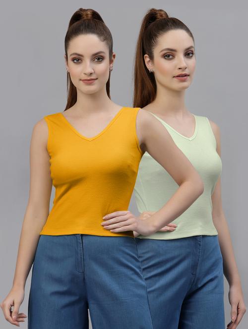 pack of 2 multi colored sleeveless crop top - 20645066 - Very Small Image - 1
