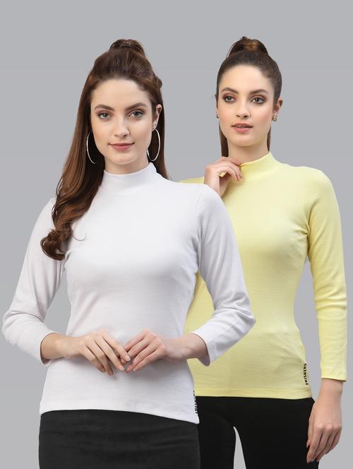pack of 2 solid multi colored mock neck top - 20645975 - Very Small Image - 1