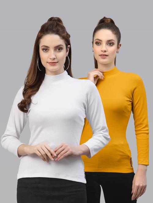 pack of 2 solid multi colored mock neck top - 20645978 - Very Small Image - 1