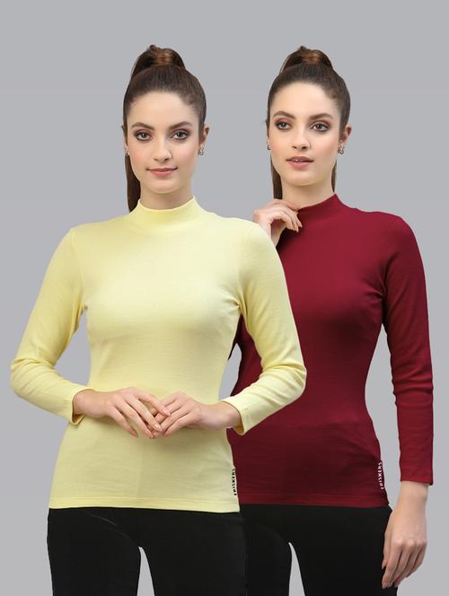 pack of 2 solid multi colored mock neck top - 20645982 - Very Small Image - 1