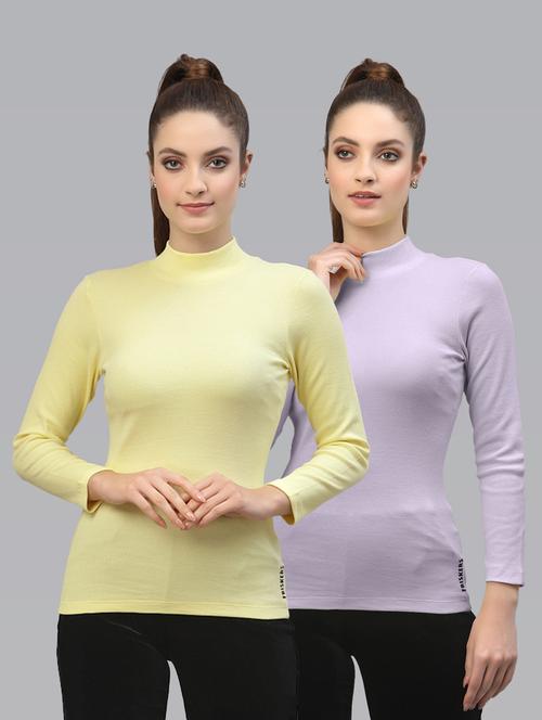 pack of 2 solid multi colored mock neck top - 20645983 - Very Small Image - 1