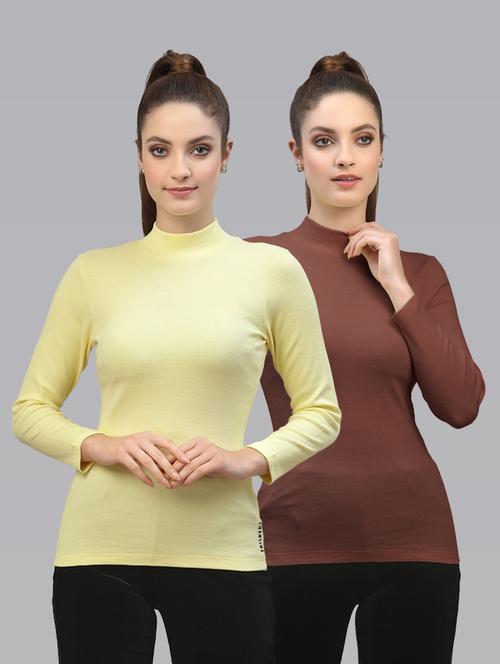 pack of 2 solid multi colored mock neck top - 20645985 - Very Small Image - 1