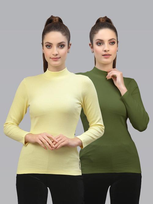 pack of 2 solid multi colored mock neck top - 20645990 - Very Small Image - 1