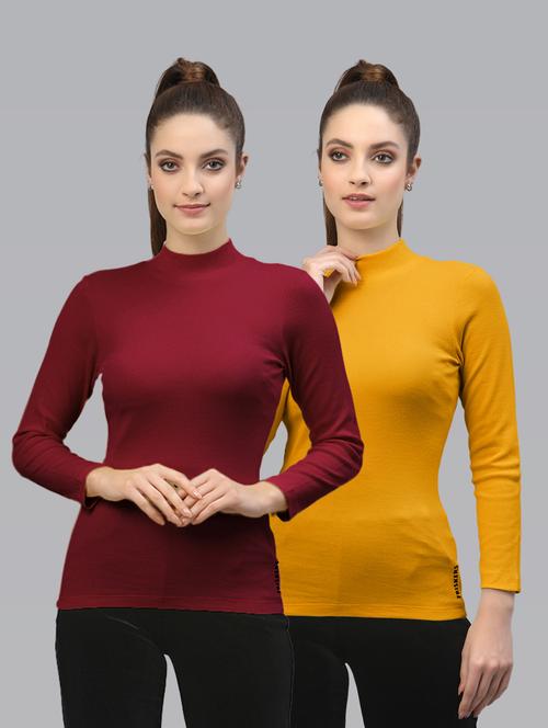 pack of 2 solid multi colored mock neck top - 20645995 - Very Small Image - 1