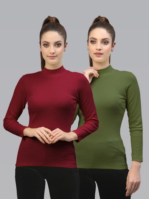 pack of 2 solid multi colored mock neck top - 20645996 - Very Small Image - 1