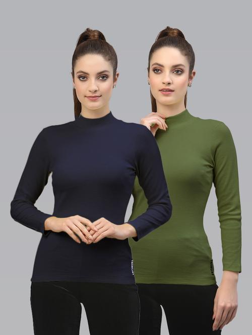 pack of 2 solid multi colored mock neck top - 20646000 - Very Small Image - 1