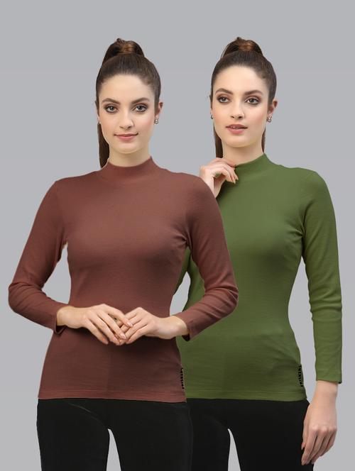 pack of 2 solid multi colored mock neck top - 20646002 - Very Small Image - 1