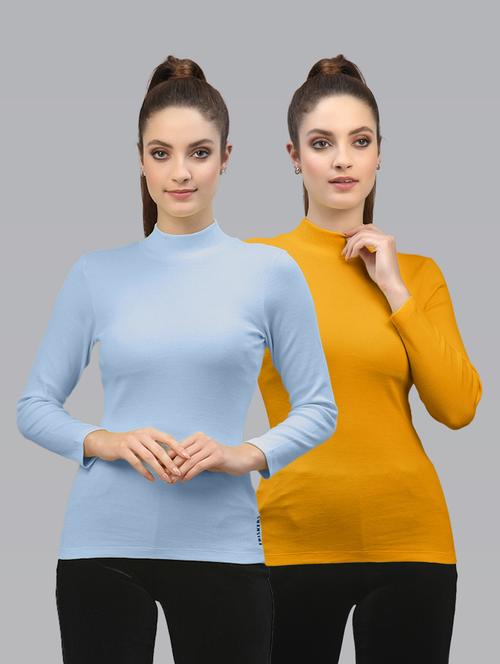 pack of 2 solid multi colored mock neck top - 20646003 - Very Small Image - 1
