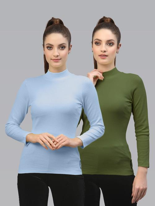 pack of 2 solid multi colored mock neck top - 20646004 - Very Small Image - 1
