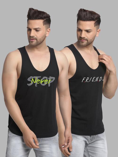 pack of 2 black vest - 20646534 - Very Small Image - 1