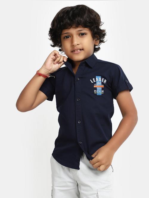 boys short sleeves placement printed casual shirt - 20650938 - Very Small Image - 1