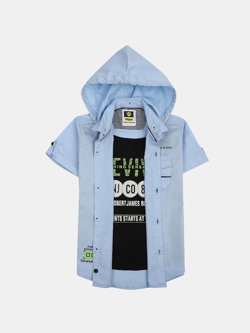 boys placement printed casual shirt with hood neck - 20651010 - Very Small Image - 1