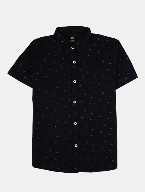 navy blue printed cotton casual shirt - 20653411 - Very Small Image - 1