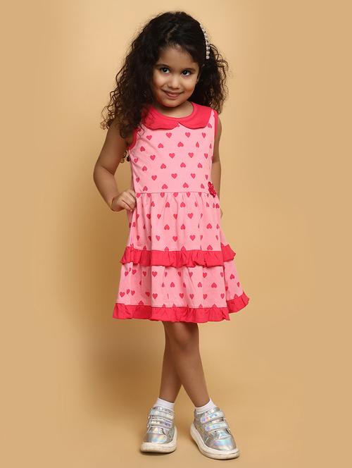pink cotton blend frock - 20655626 - Very Small Image - 1