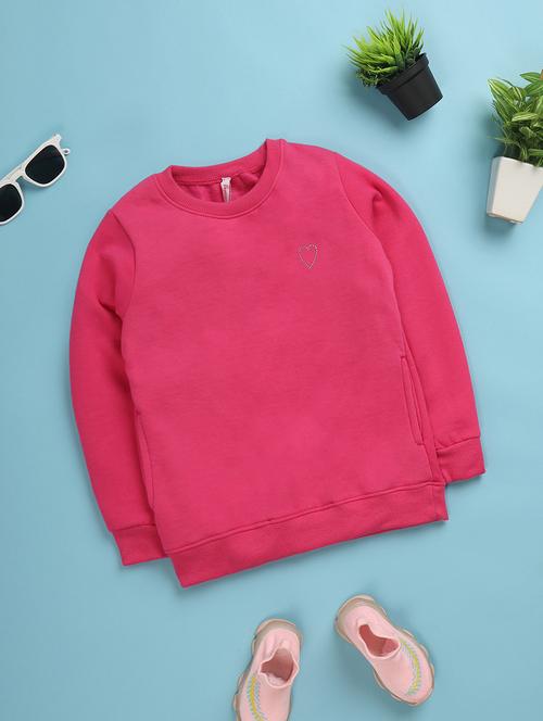 solid fuchsia pink detailed sweatshirt - 20657924 - Very Small Image - 1