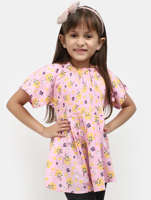 girls pink floral printed top - 20658537 - Very Small Image - 1