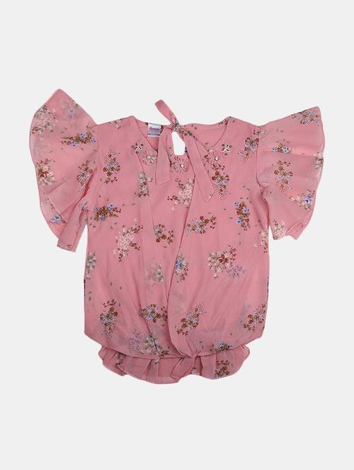 girls pink floral printed top - 20658538 - Very Small Image - 1