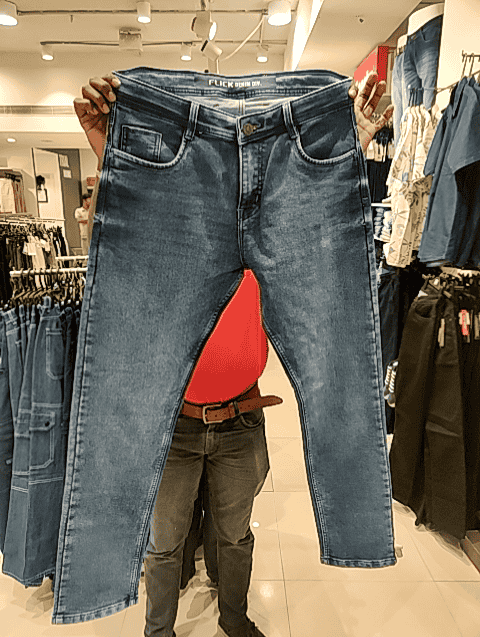 light blue cotton knitted denim jeans - 20665767 - Very Small Image - 1