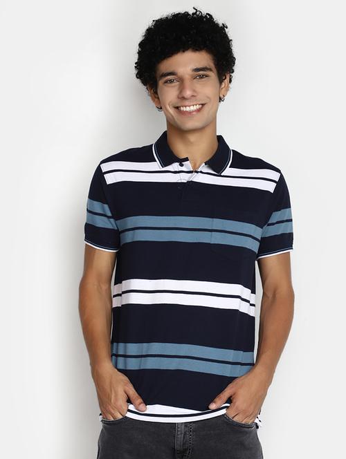 men striped short sleeve regular fit polo t-shirt - 20670093 - Very Small Image - 1