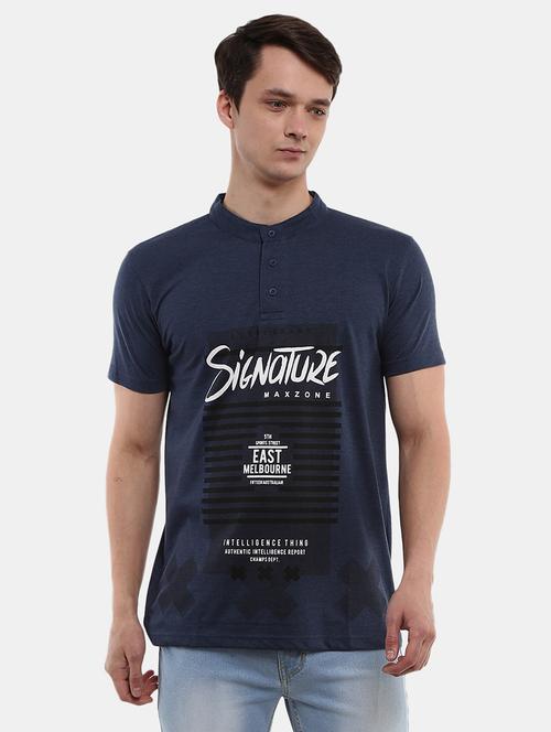 men henley neck front print t-shirt - 20671546 - Very Small Image - 1