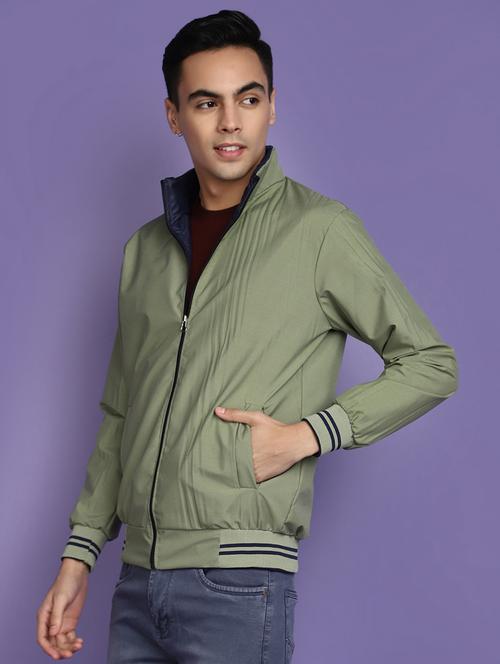 green cotton casual jacket - 20673538 - Very Small Image - 1