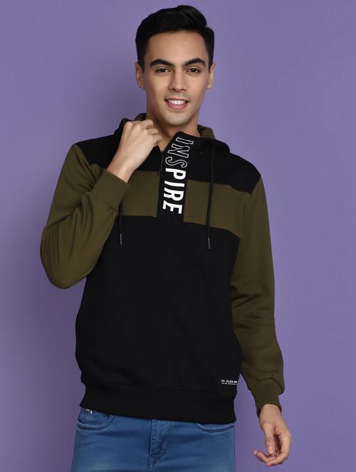 men hood neck color block sweatshirt - 20674616 - Very Small Image - 1