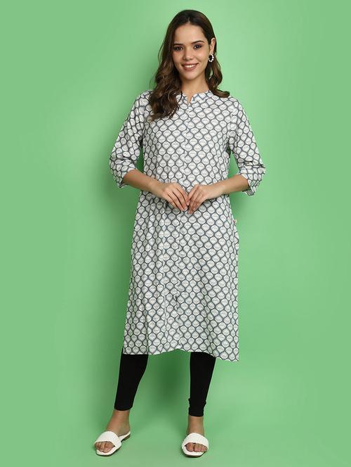 women grey mandarin neck straight kurta - 20676544 - Very Small Image - 1
