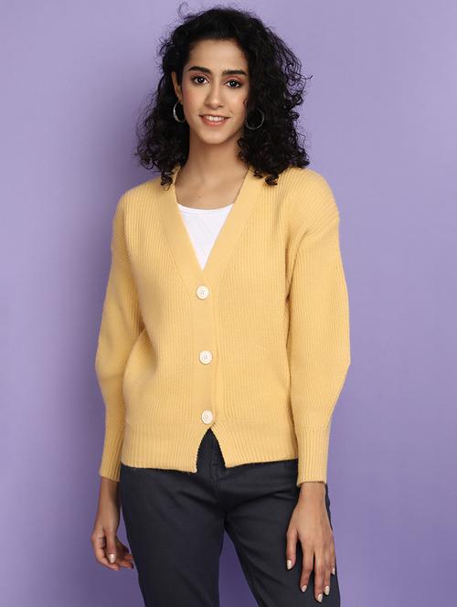 women gold self design cardigans - 20676949 - Very Small Image - 1