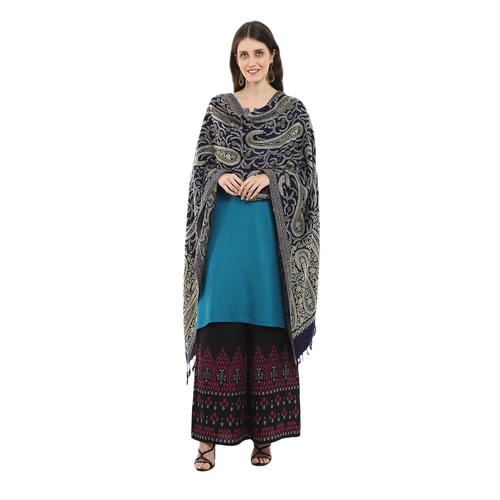 navy blue viscose stole - 20677617 - Very Small Image - 1