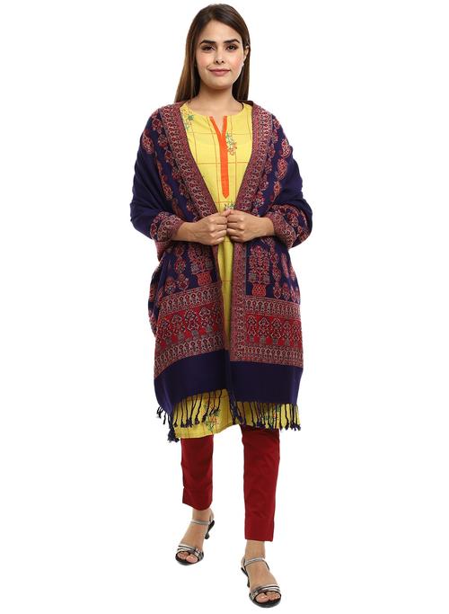 navy blue acrylic stole - 20677641 - Very Small Image - 1