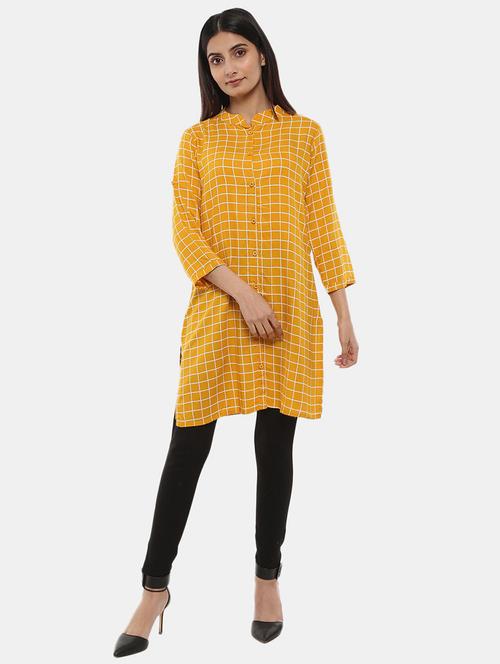 women gold checks regular top - 20681607 - Very Small Image - 1
