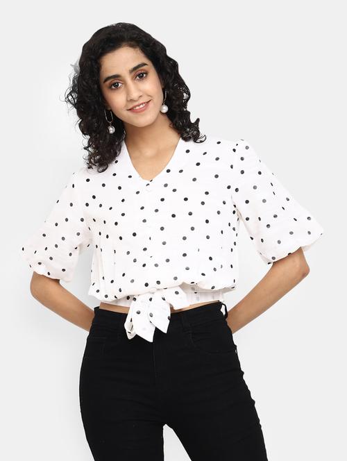 white cotton a line top - 20682030 - Very Small Image - 1