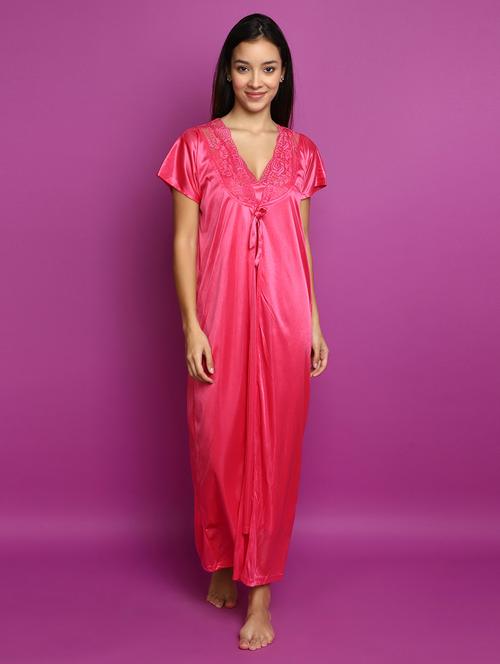 pink satin nighty sleepshirts & - 20682926 - Very Small Image - 1