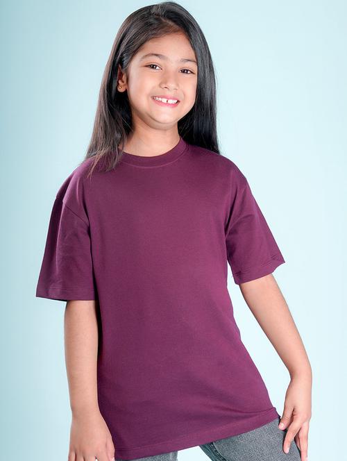 girls solid round neck regular tee - 20683066 - Very Small Image - 1