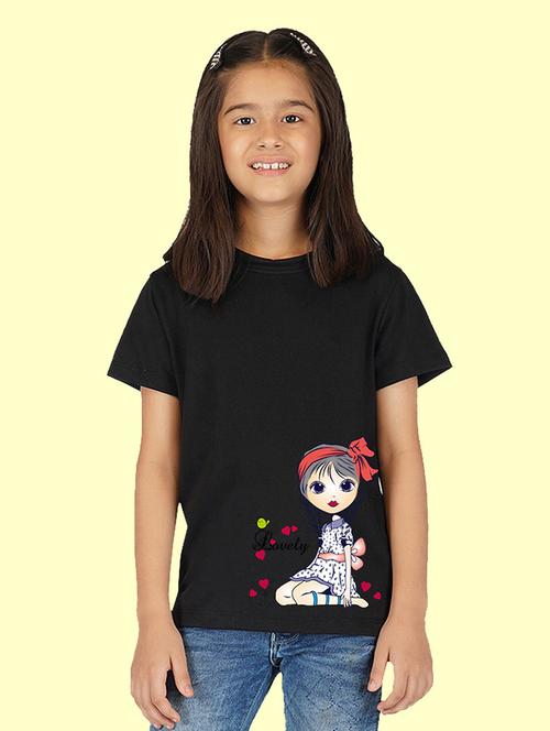 girls graphic printed round neck regular tee - 20683105 - Very Small Image - 1