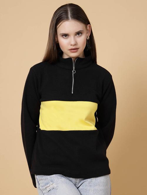 black color block long sleeve sweatshirt - 20683126 - Very Small Image - 1