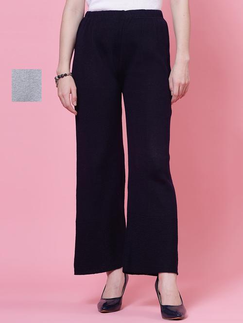 women pack of 2 multicolored solid palazzos - 20683179 - Very Small Image - 1