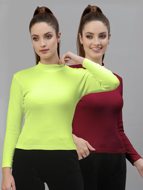 pack of 2 solid multi colored mock neck top - 20683977 - Very Small Image - 1