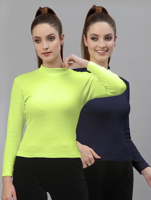 pack of 2 solid multi colored mock neck top - 20683979 - Very Small Image - 1