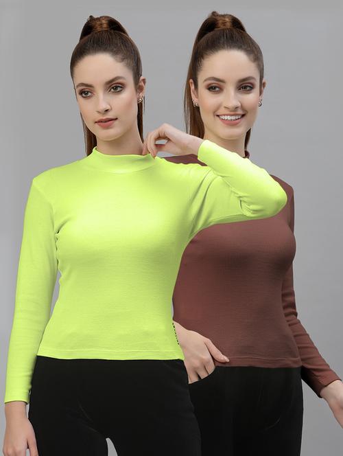 pack of 2 solid multi colored mock neck top - 20683980 - Very Small Image - 1