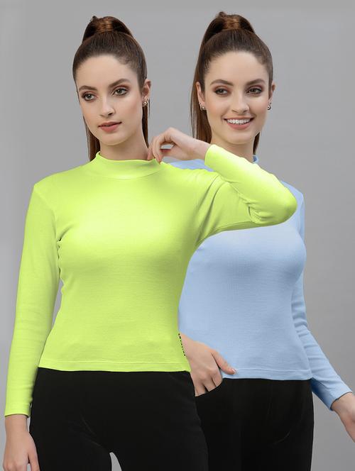 pack of 2 solid multi colored mock neck top - 20683981 - Very Small Image - 1