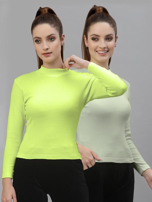 pack of 2 solid multi colored mock neck top - 20683984 - Very Small Image - 1
