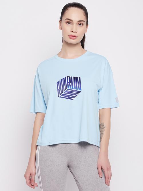 women light blue typographic oversized t-shirt - 20683990 - Very Small Image - 1