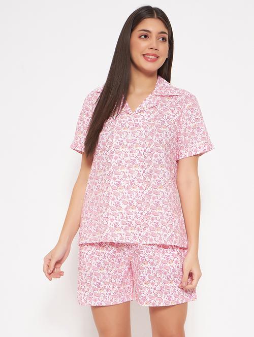 women printed shorts nightwear set - 20684027 - Very Small Image - 1